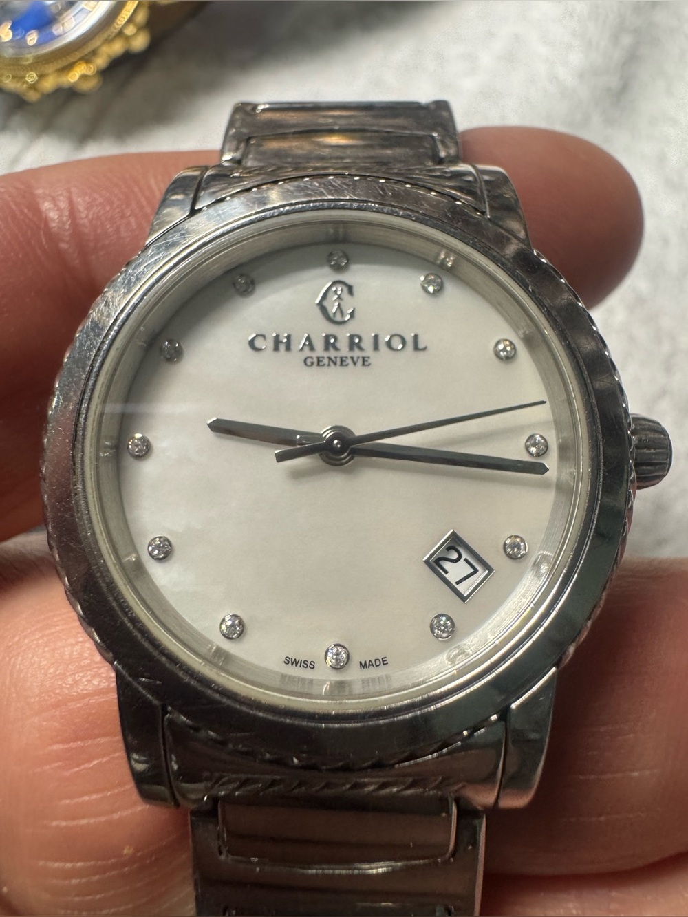 #202 Charriol Geneve Stainless Steel Silver Women's Watch with White Dial